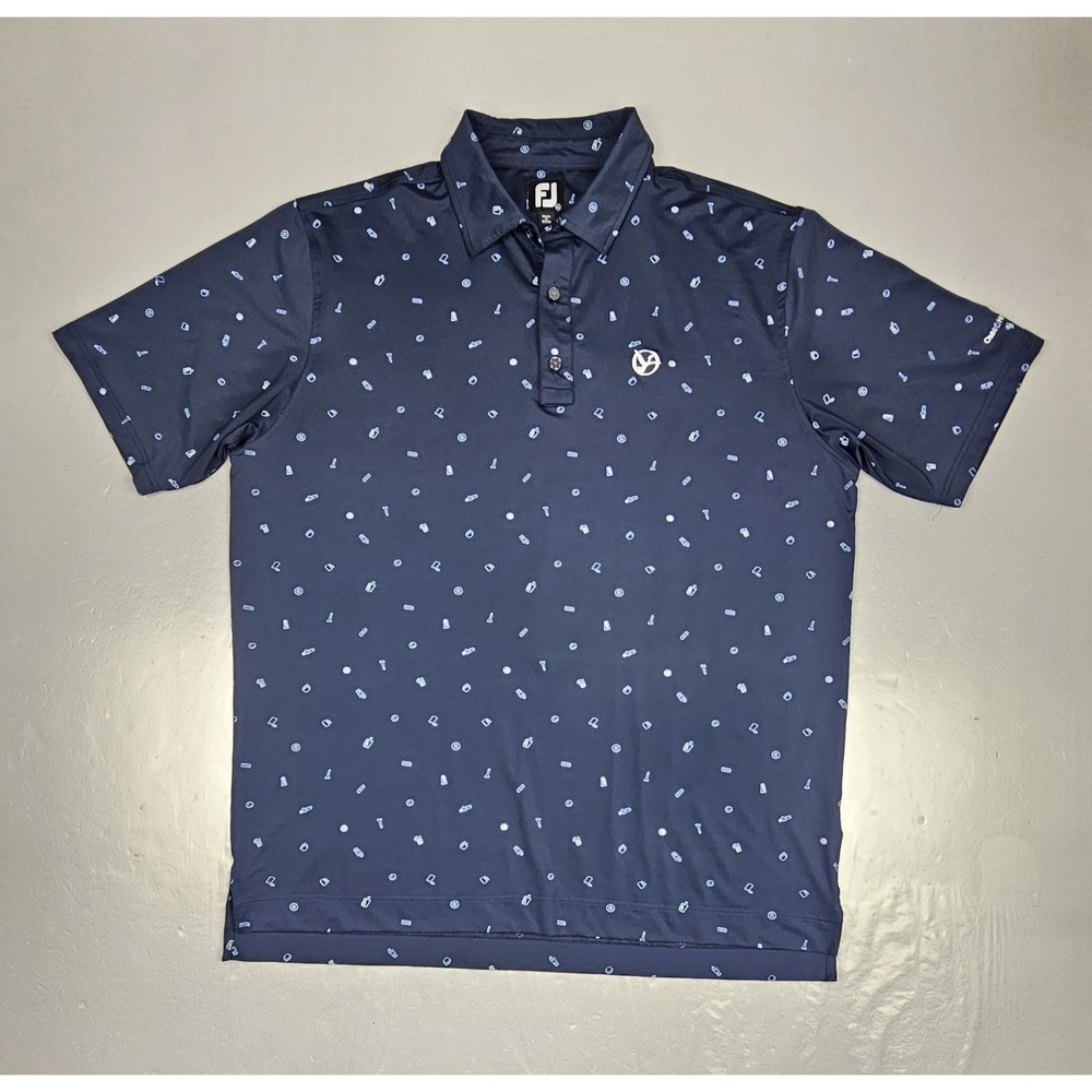 FootJoy Golf Polo Shirt Mens XL‎ Navy Blue All Over Print Omni Hotel & Resorts